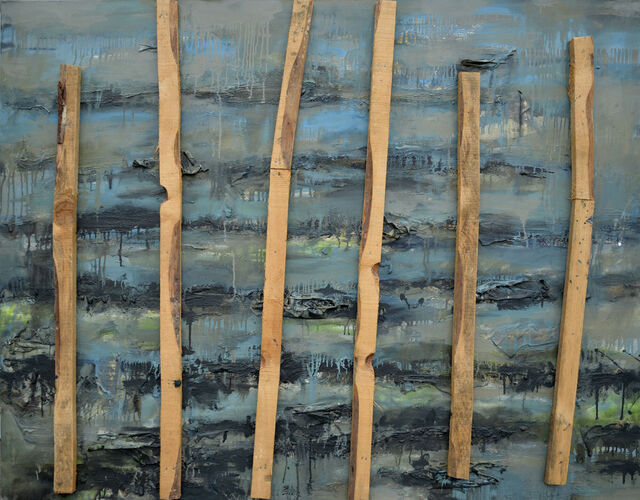 #DAriusz#Walenicki#Barrierenbild05135x170.Sand_Holzlatten_#U00d6l_Leinwand #DAriusz#Walenicki#Barrierenbild05135x170.Sand_Holzlatten_#U00d6l_Leinwand